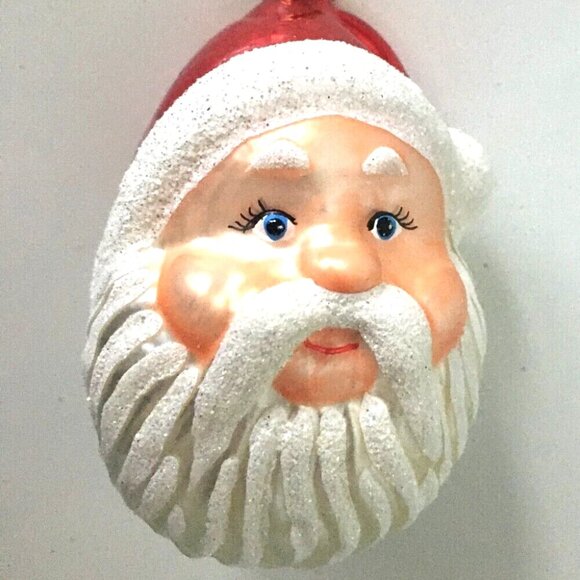 ✨NEW Authentic Christopher Radko Happy SANTA HEAD Cute Hand Blown Glass Ornament - Picture 4 of 8